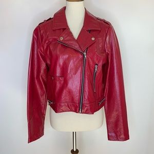 Wild Fable Red Faux Leather Moro Jacket Size L